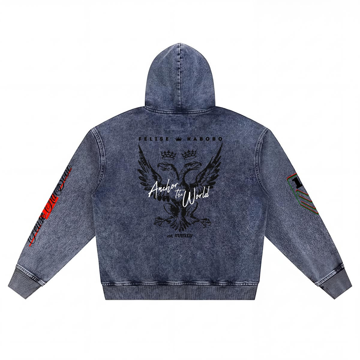 Felise KaBobo - Men’s Washed Denim Zip Hoodie