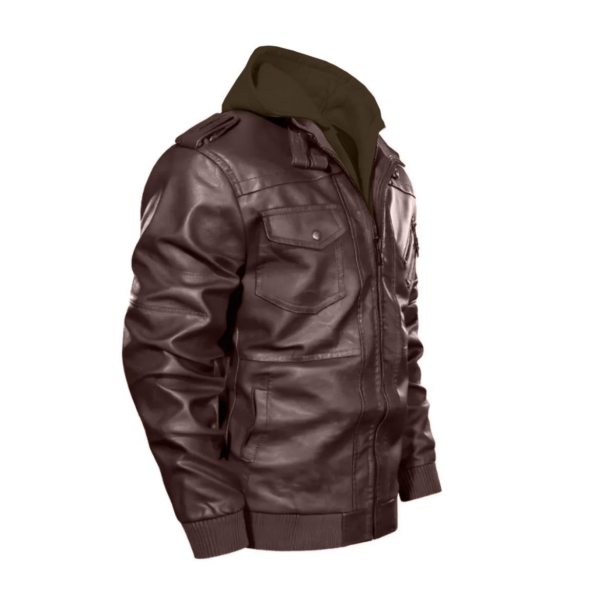Felise KaBobo - Men's Hooded Leather Jacket