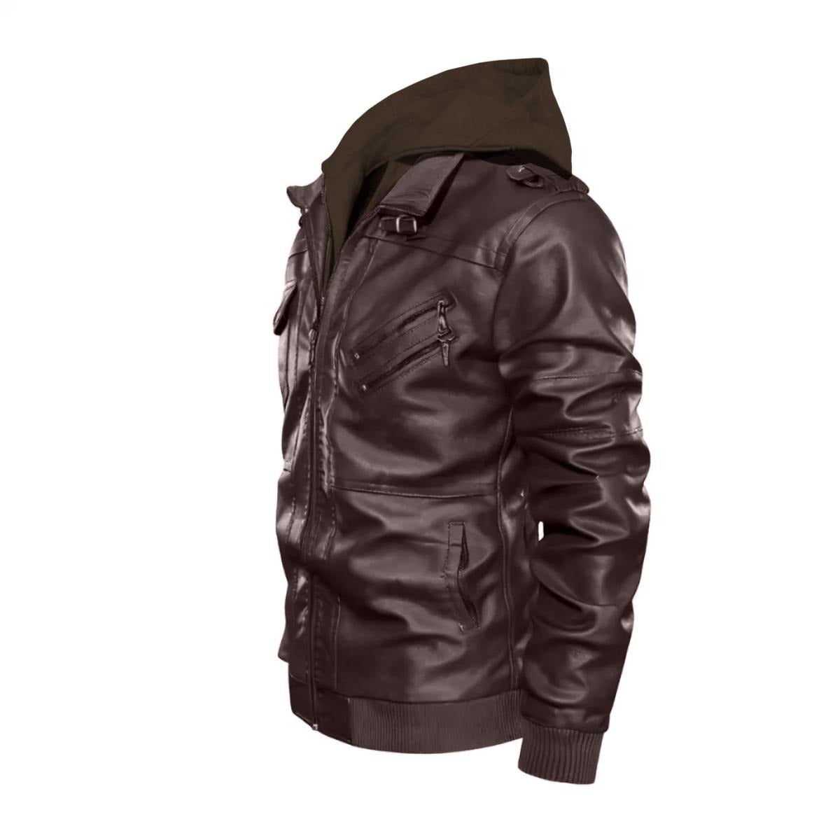 Felise KaBobo - Men's Hooded Leather Jacket