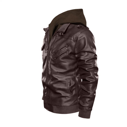 Felise KaBobo - Men's Hooded Leather Jacket