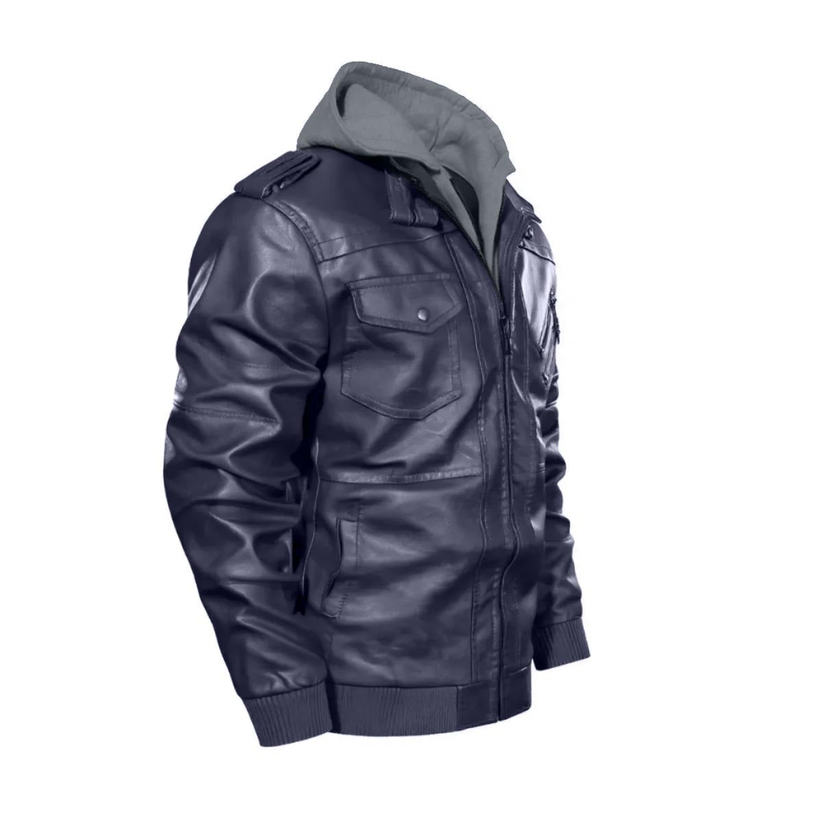 Felise KaBobo - Men's Hooded Leather Jacket