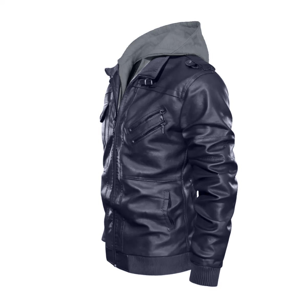Felise KaBobo - Men's Hooded Leather Jacket