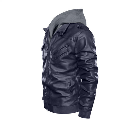 Felise KaBobo - Men's Hooded Leather Jacket