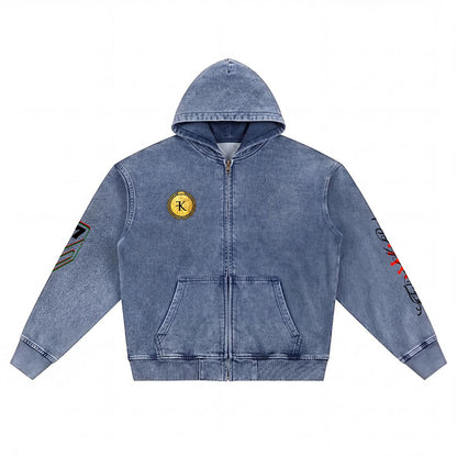 Felise KaBobo - Men’s Washed Denim Zip Hoodie