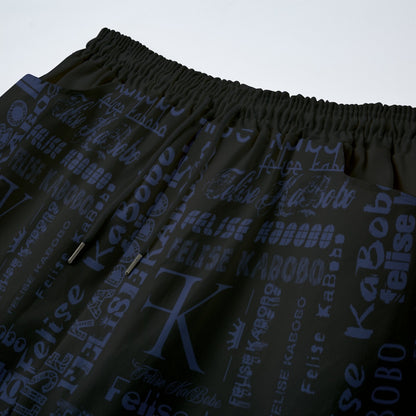 Felise KaBobo - Graffitti blue Straight Casual Pants