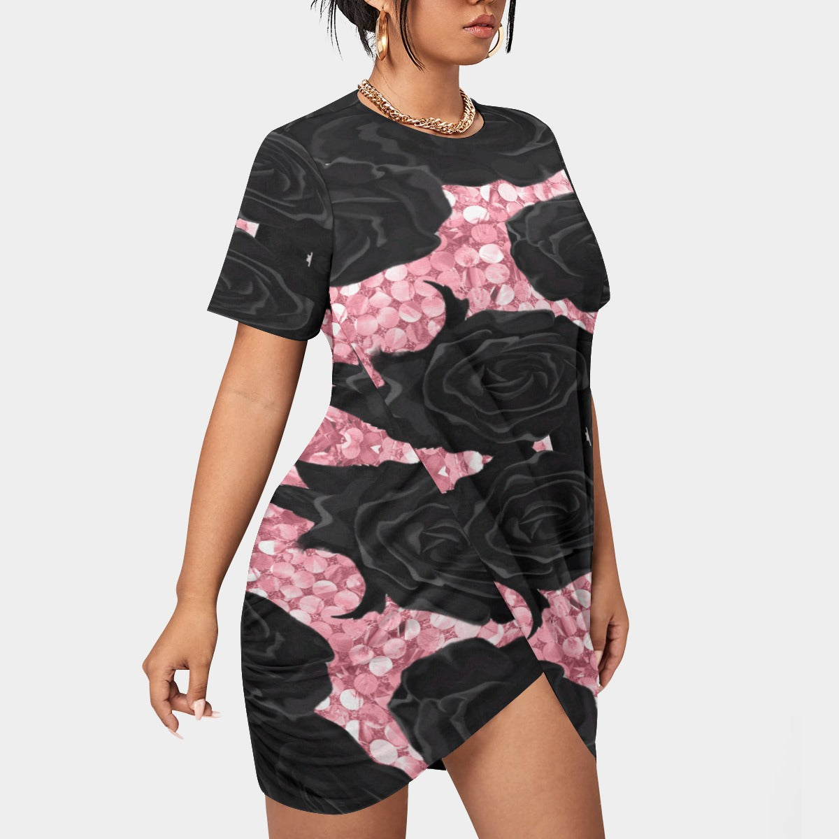 Felise KaBobo - Stacked Hem Dress With Short Sleeve - Plus Size Fashion
