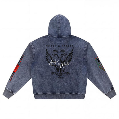 Felise KaBobo - Men’s Washed Denim Zip Hoodie