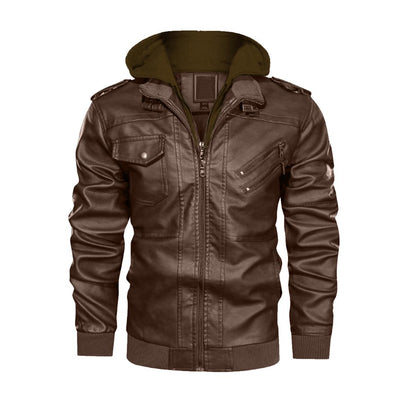 Felise KaBobo - Men's Hooded Leather Jacket