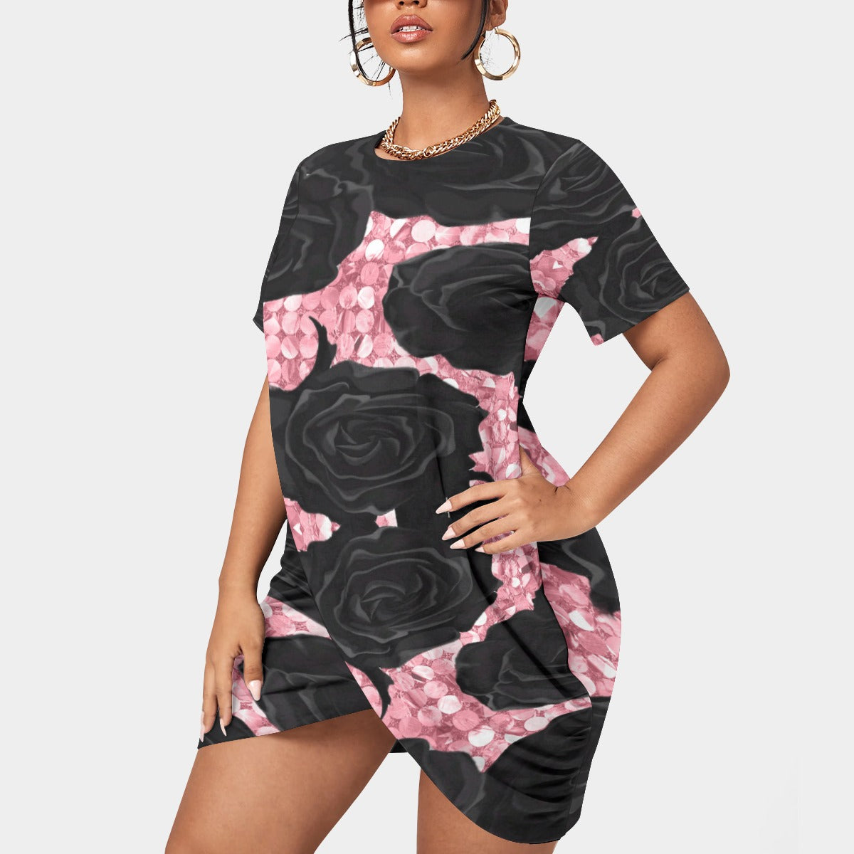 Felise KaBobo - Stacked Hem Dress With Short Sleeve - Plus Size Fashion