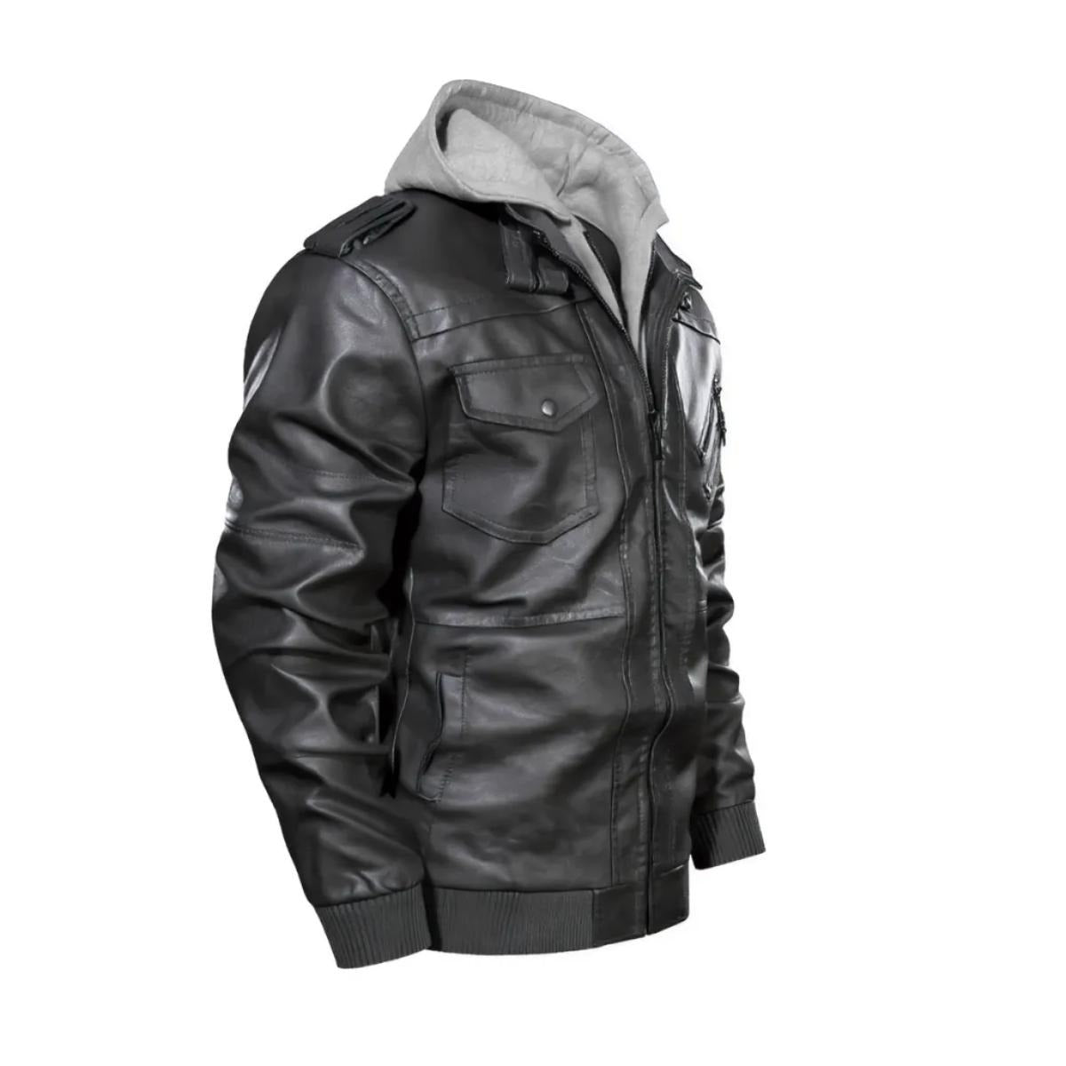 Felise KaBobo - Men's Hooded Leather Jacket