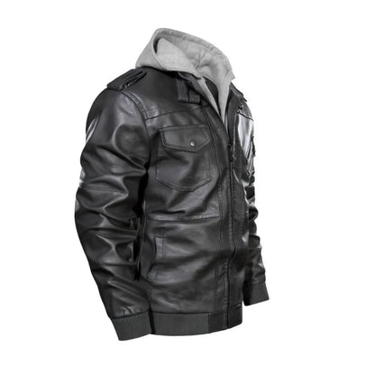 Felise KaBobo - Men's Hooded Leather Jacket