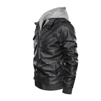 Felise KaBobo - Men's Hooded Leather Jacket