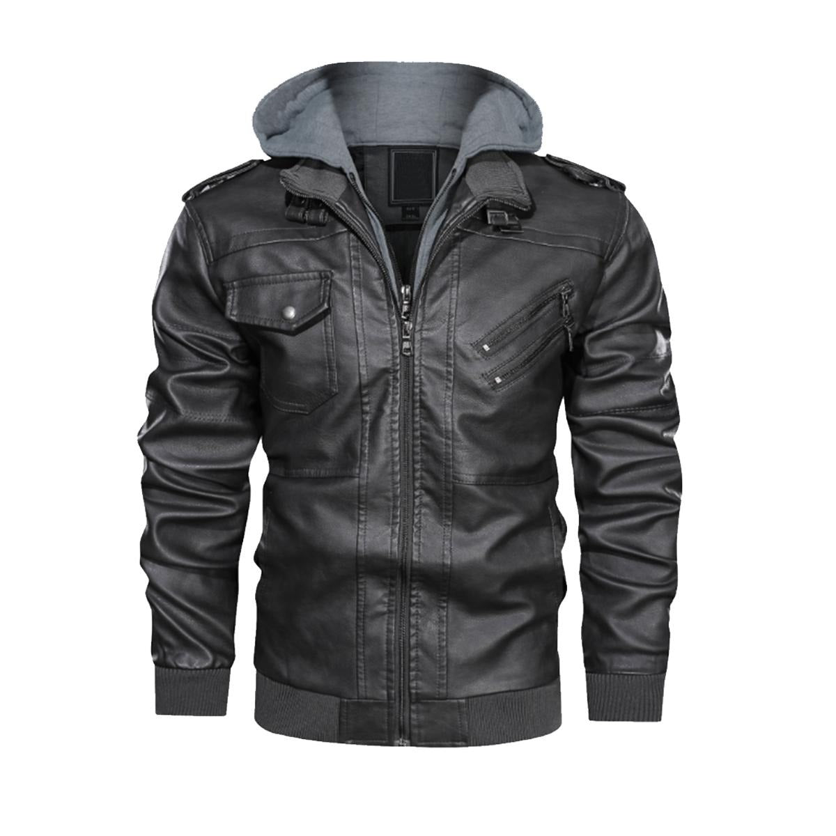 Felise KaBobo - Men's Hooded Leather Jacket