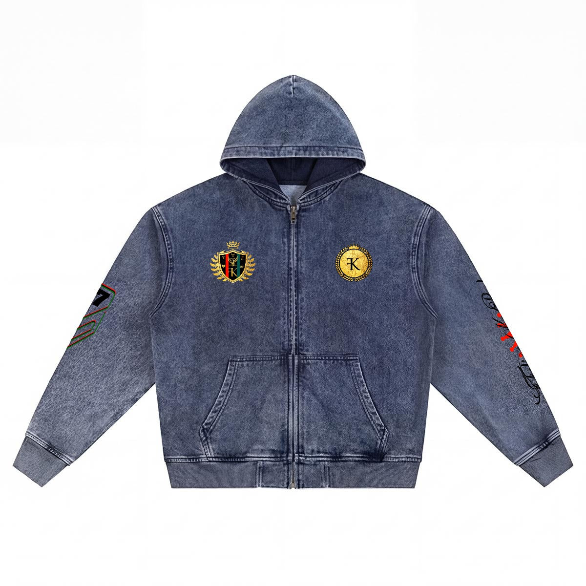 Felise KaBobo - Men’s Washed Denim Zip Hoodie