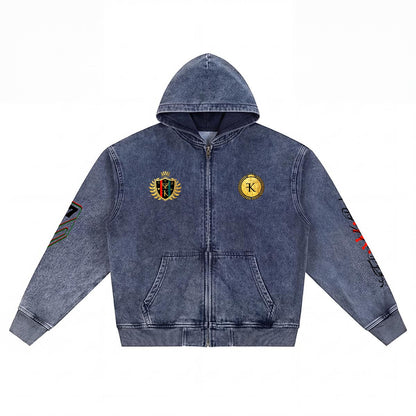 Felise KaBobo - Men’s Washed Denim Zip Hoodie