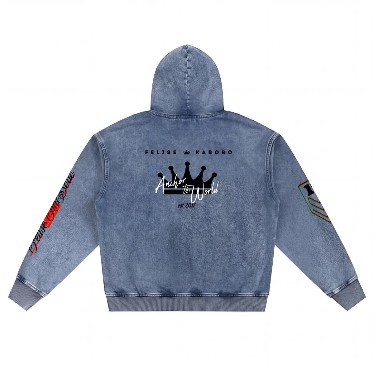 Felise KaBobo - Men’s Washed Denim Zip Hoodie