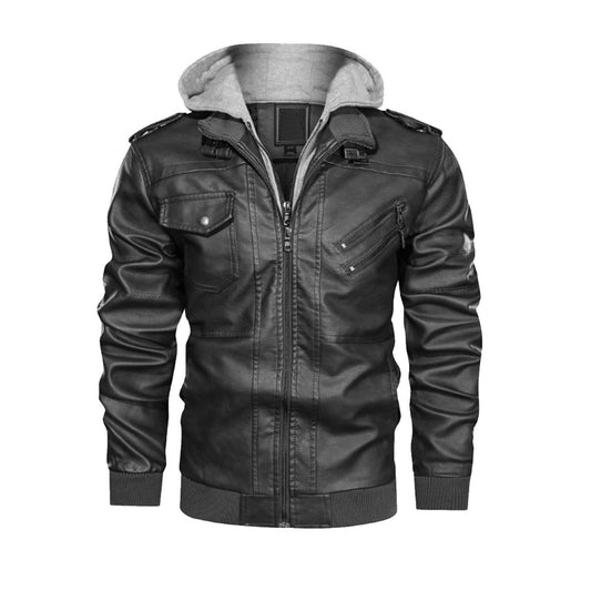 Felise KaBobo - Men's Hooded Leather Jacket