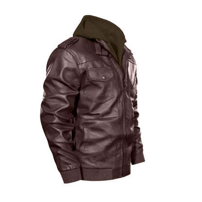 Felise KaBobo - Men's Hooded Leather Jacket