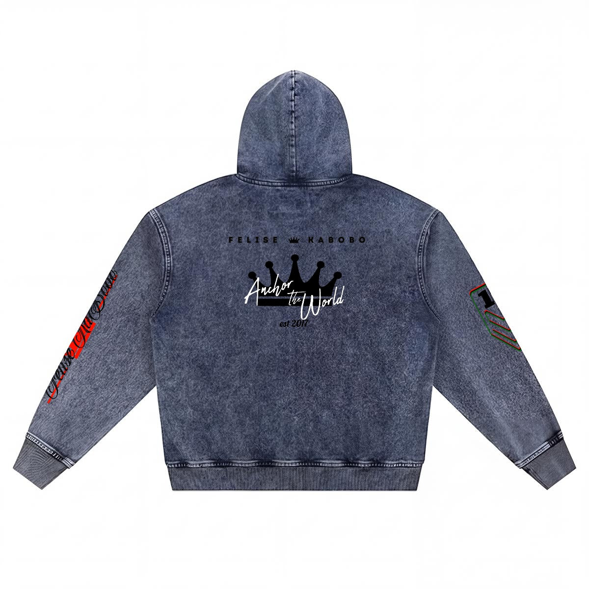 Felise KaBobo - Men’s Washed Denim Zip Hoodie