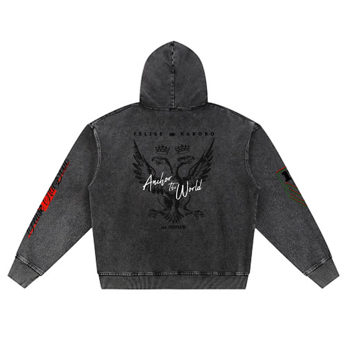 Felise KaBobo - Men’s Washed Denim Zip Hoodie