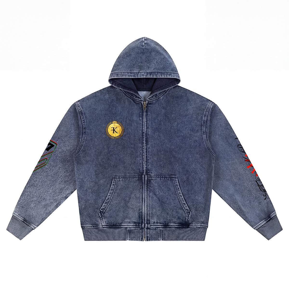 Felise KaBobo - Men’s Washed Denim Zip Hoodie