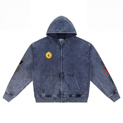 Felise KaBobo - Men’s Washed Denim Zip Hoodie