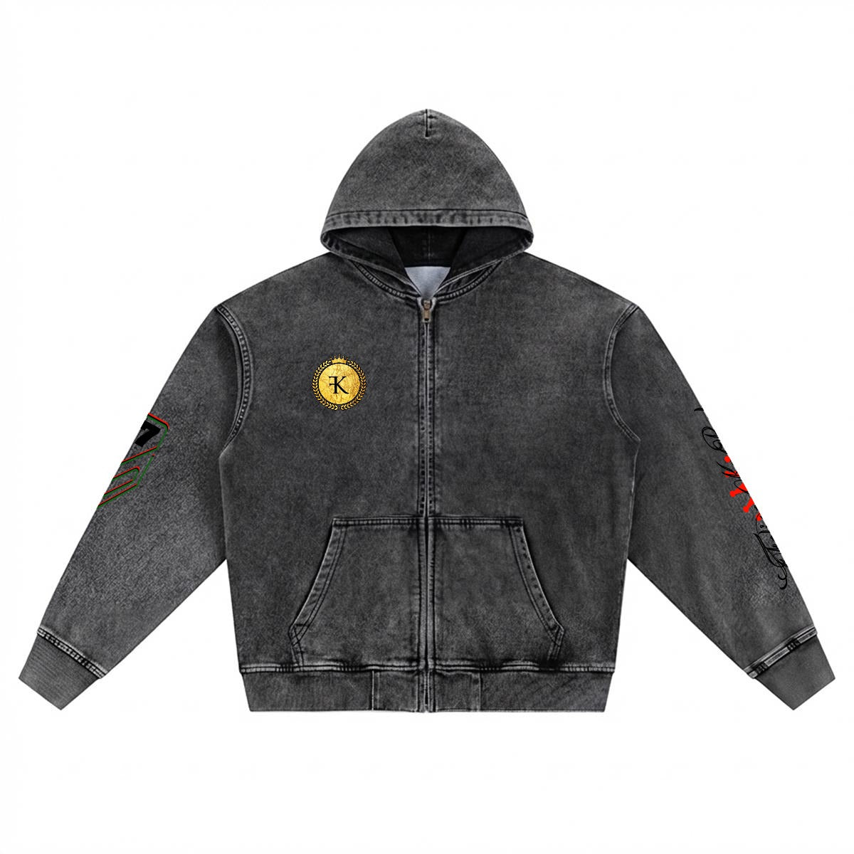 Felise KaBobo - Men’s Washed Denim Zip Hoodie
