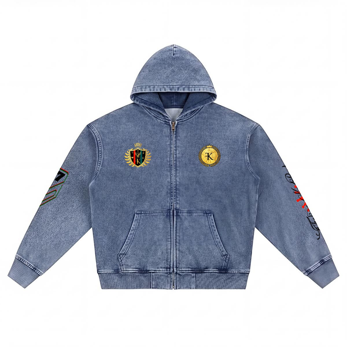 Felise KaBobo - Men’s Washed Denim Zip Hoodie