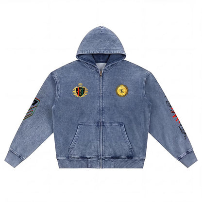 Felise KaBobo - Men’s Washed Denim Zip Hoodie