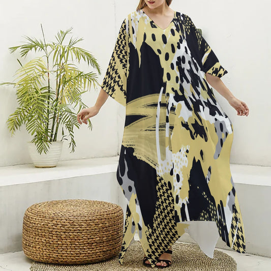 Felise KaBobo - Women's Imitation Silk V-neck Kaftan Robe