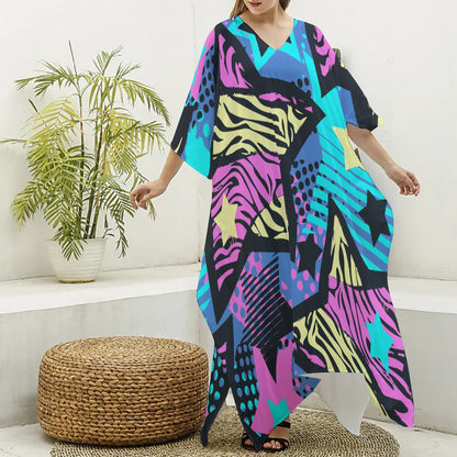 Felise KaBobo - Women's Imitation Silk V-neck Kaftan Robe