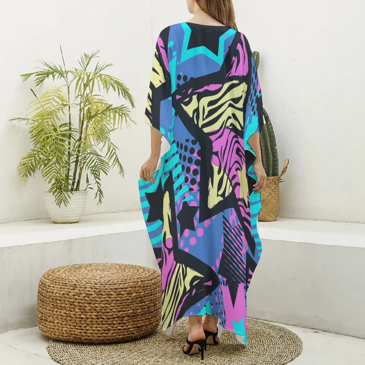 Felise KaBobo - Women's Imitation Silk V-neck Kaftan Robe