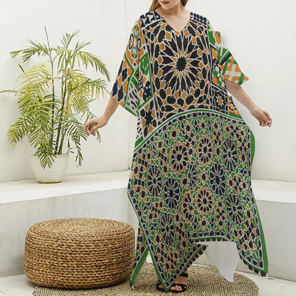 Felise KaBobo - Women's Imitation Silk V-neck Kaftan Robe