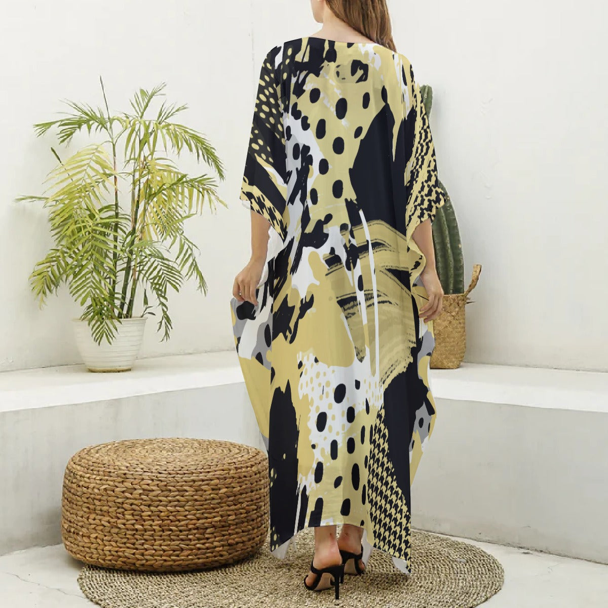 Felise KaBobo - Women's Imitation Silk V-neck Kaftan Robe