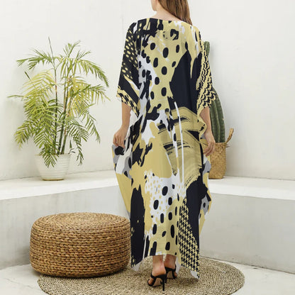 Felise KaBobo - Women's Imitation Silk V-neck Kaftan Robe
