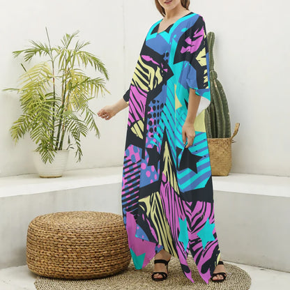 Felise KaBobo - Women's Imitation Silk V-neck Kaftan Robe