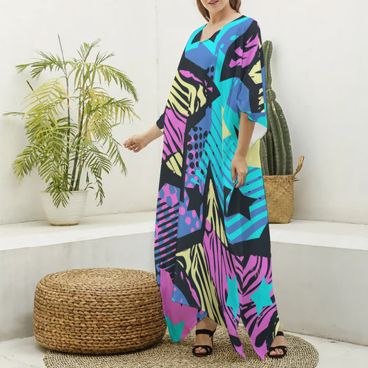 Felise KaBobo - Women's Imitation Silk V-neck Kaftan Robe