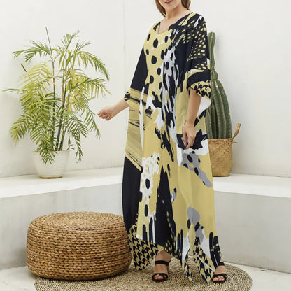 Felise KaBobo - Women's Imitation Silk V-neck Kaftan Robe