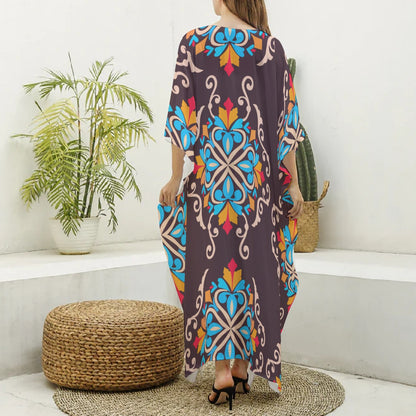 Felise KaBobo - Women's Imitation Silk V-neck Kaftan Robe